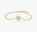 Moissanite Floral Halo Bracelet – 18K Gold Plated Sterling Silver