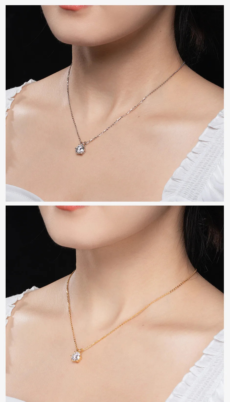Moissanite V-Prong Solitaire Necklace