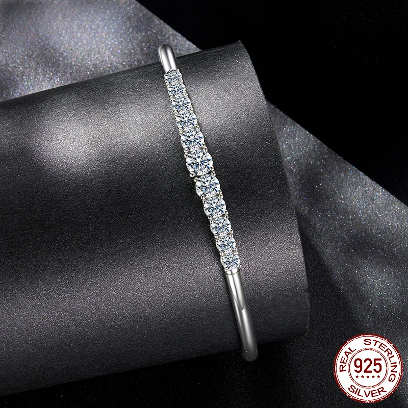 Moissanite Half-Eternity Bangle