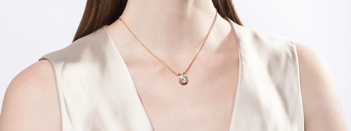 Moissanite V-Prong Solitaire Necklace
