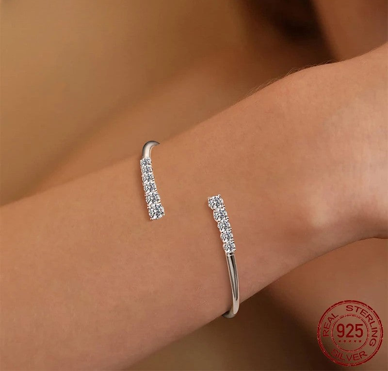 Moissanite Half-Eternity Bangle