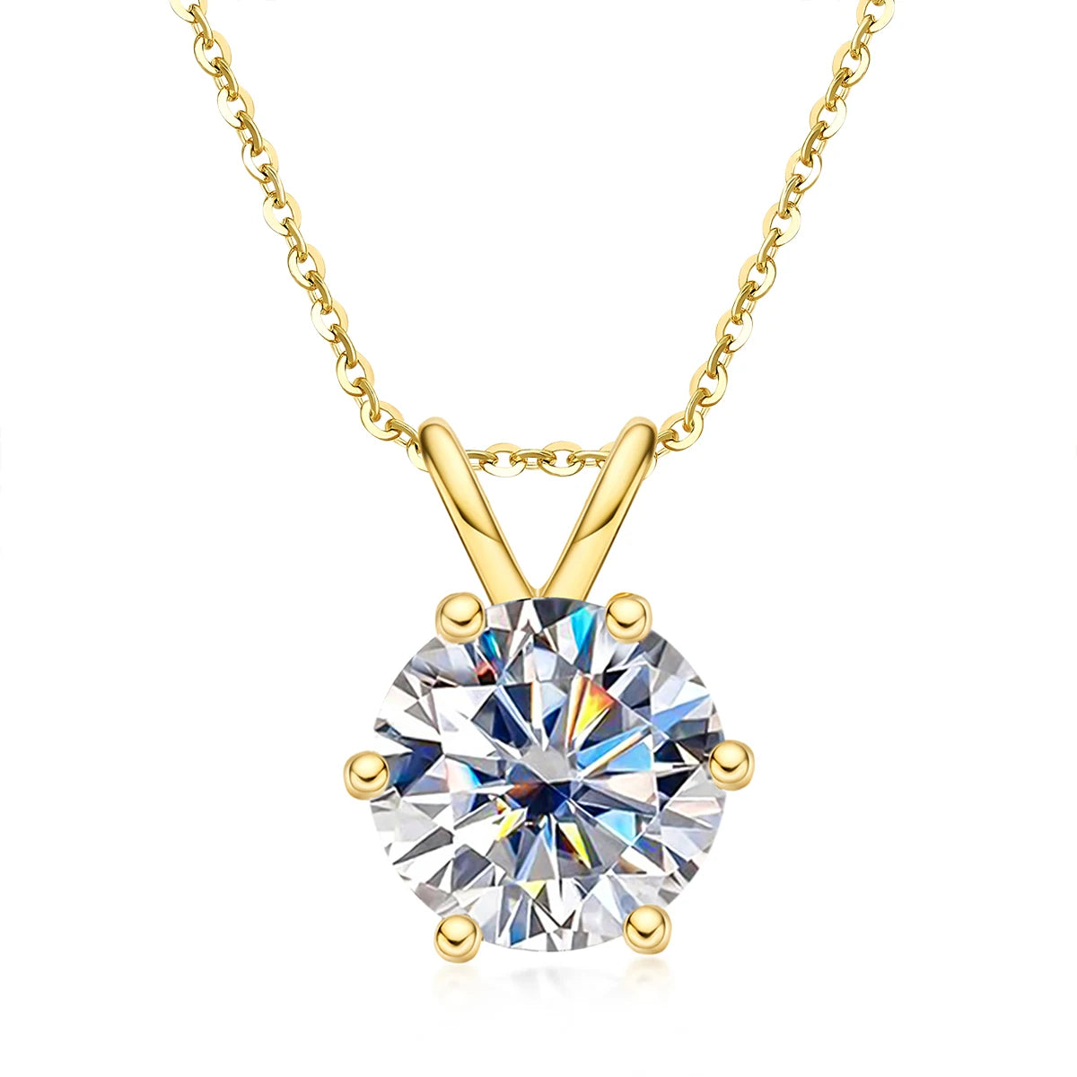 Moissanite V-Prong Solitaire Necklace