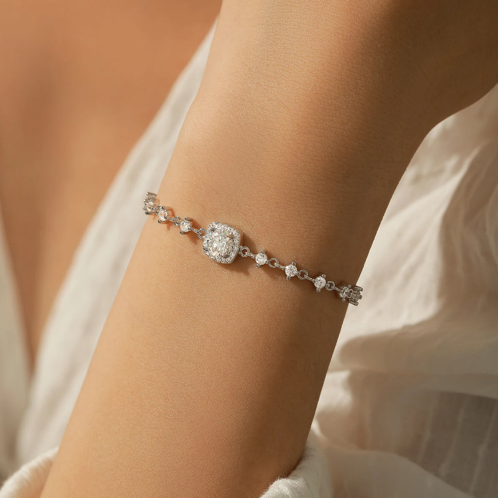 The "Everlasting Glow" Moissanite Halo Bracelet