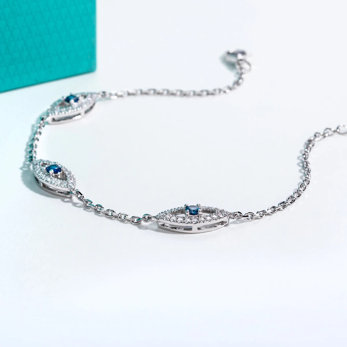 Celestial Eye Blue Corundum & Moissanite Bracelet