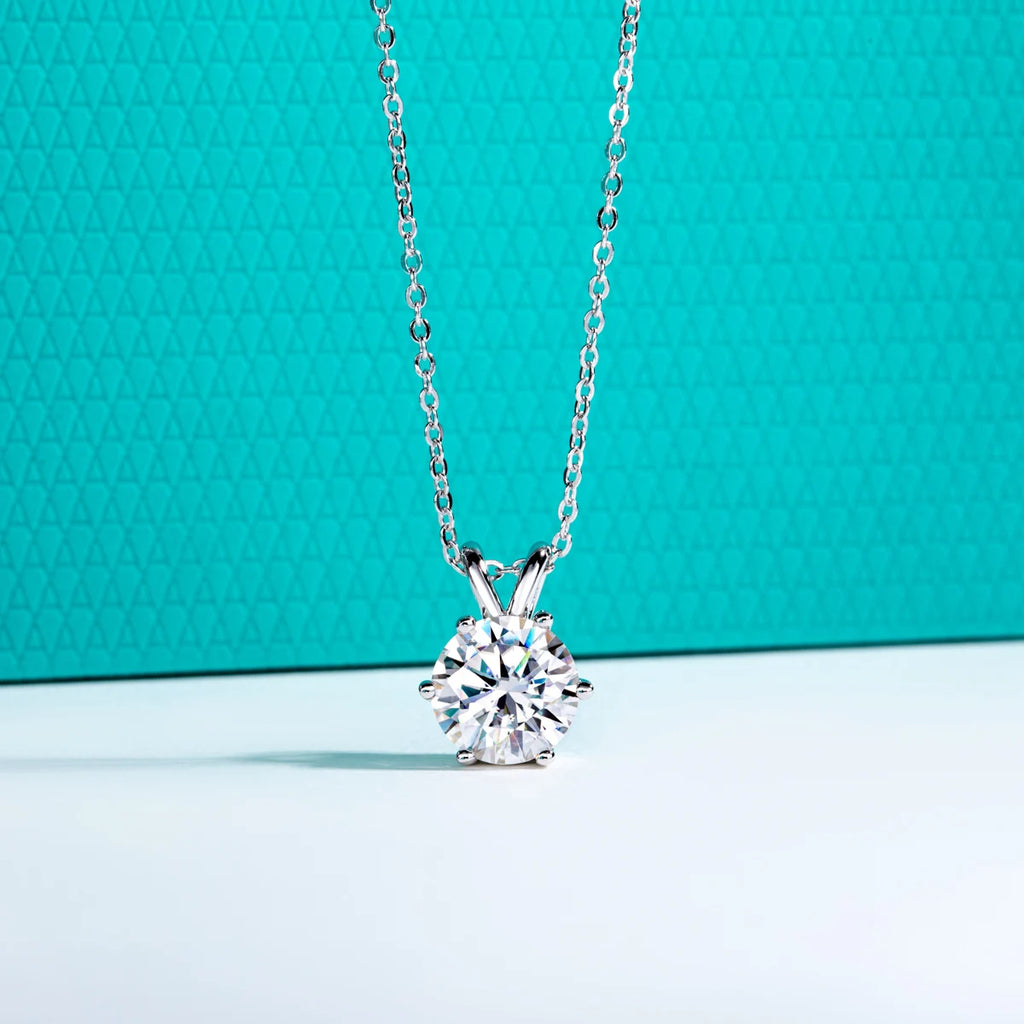 Moissanite V-Prong Solitaire Necklace