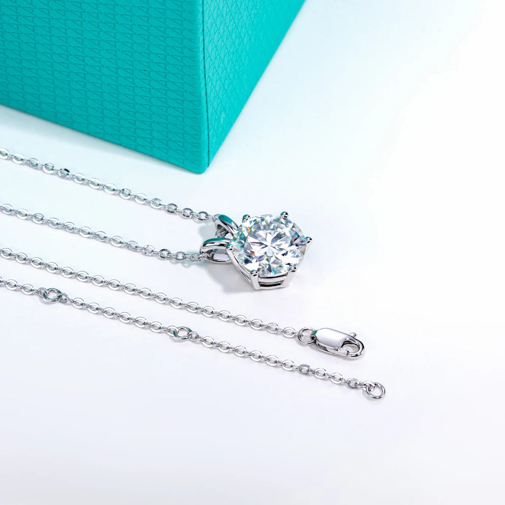 Moissanite V-Prong Solitaire Necklace