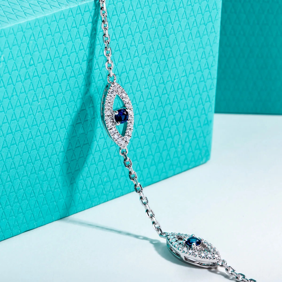 Celestial Eye Blue Corundum & Moissanite Bracelet