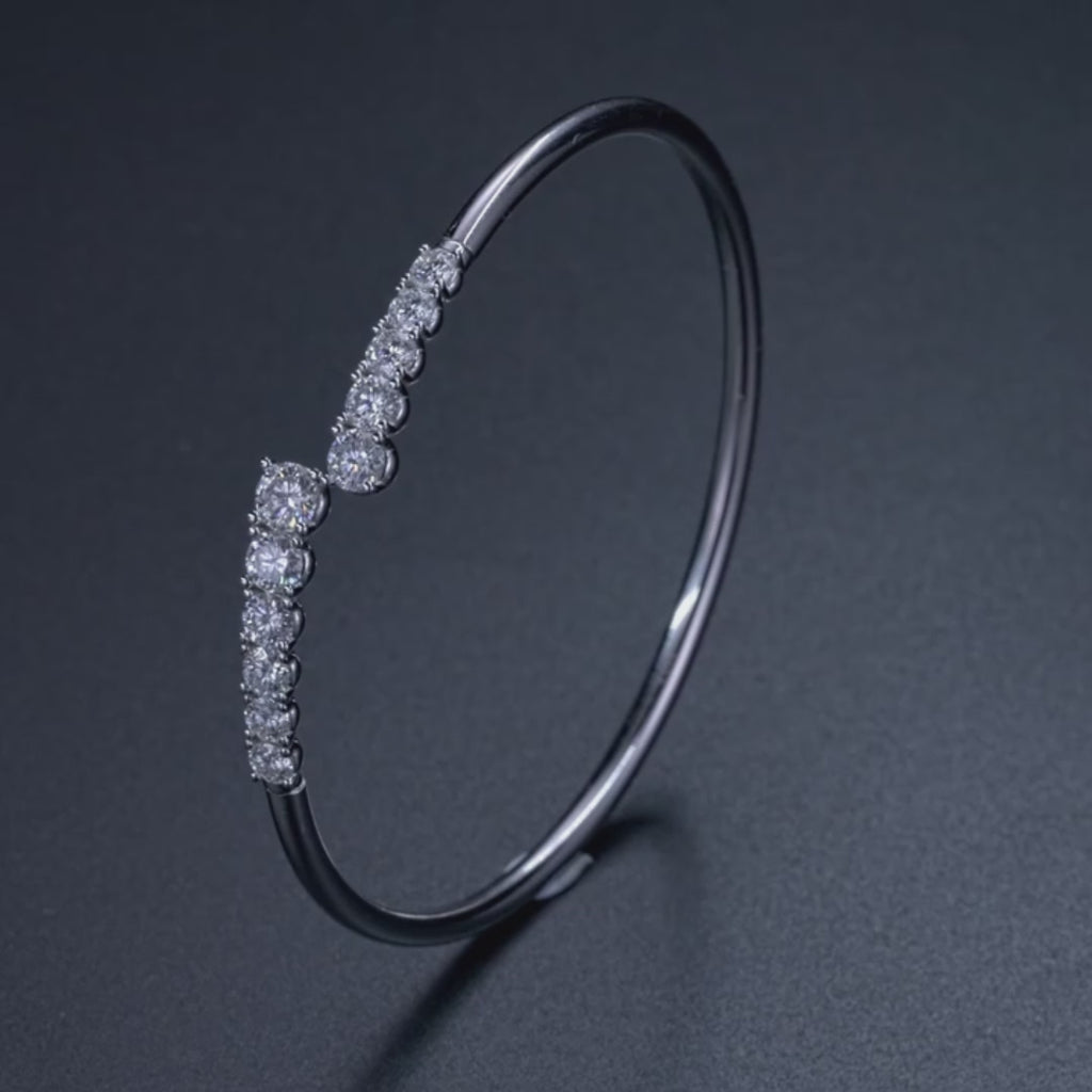 Moissanite Half-Eternity Bangle