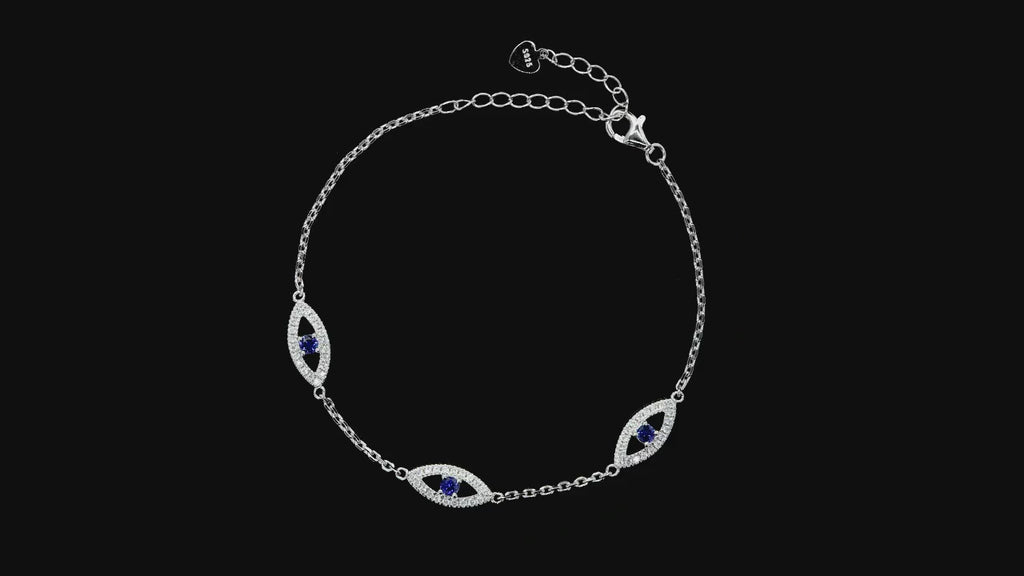 Celestial Eye Blue Corundum & Moissanite Bracelet